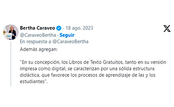 Reconoce Bertha Caraveo respaldo del ILCE a los Libro de Texto Gratuitos -El Soberano