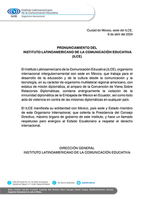 Condena el ILCE la violación de la inmunidad diplomática de la Embajada de México en Ecuador